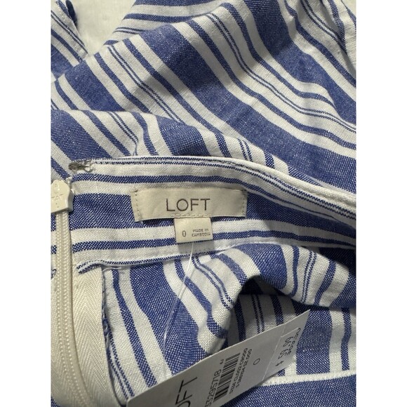 Loft Striped Ruffle Wrap Skirt Linen Blue White Striped Preppy Size 0 NWT - Picture 5 of 7